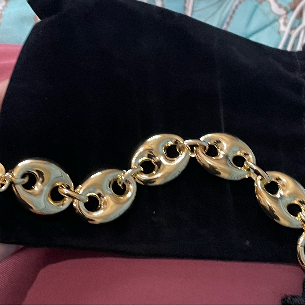 18K Gold Plated Puff Mariner Chain with Toggle clasp